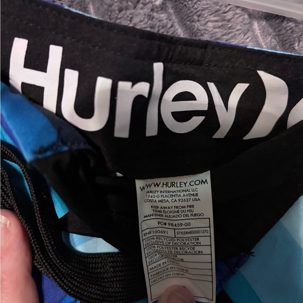 NWT Men's Blue Geometric Swim Trunks - Hurley NWT - Picture 5 of 7